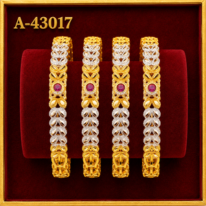 Wholesale KJL Women's Vintage Colorful Cubic Zirconia Micropav 18K Gold Plated CZ <b>Bangles</b> <b>Bracelet</b> for Party - Product Image 5