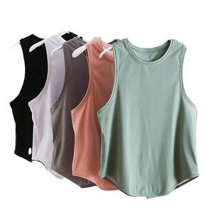 Vente en gros de top court basique pour femmes avec logo personnalisé débardeur américain en jersey de sport sans manches débardeur côtelé avec logo imprimé pour femmes - Product Image 1