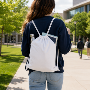 Eco Friendly Cotton Drawstring Backpack Bag | Reusable Gym Sack Sports Travel Promotional String Bag with <b>Rope</b> Handles Custom - Product Image 3