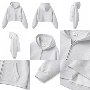 Sudadera con capucha extragrande de alta calidad para hombre, lisa, con cremallera, unisex, de color sólido, 100% algodón, felpa francesa, informal. - Product Image 6