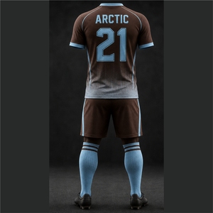 Custom Logo Men's Brown <b>Soccer</b> Jersey Set with Snowflake Logo Sublimated Moisture Wicking Short Sleeve Athletic Fit All Season - Product Image 5