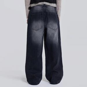 Denim Pants Cotton Baggy Stacked Jeans Men Long Straight Pants Washed Wide Leg <b>Trousers</b> Man Breathable - Product Image 2