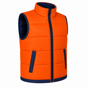 Custom <b>Men</b> Puffer Vest Full Zip Stand Collar Contrast Trim Padded Vest Horizontal Quilted Winter Vest Custom Sleeveless <b>Jacket</b> - Product Image 3