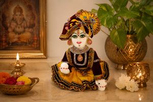 Figura de Resina Laddu Gopal Hecha a Mano, Decoración Religiosa Tradicional para Diwali, Bodas, Inauguración de Casas, Cumpleaños, Decoración de Mesa - Product Image 1