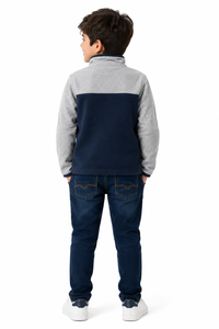 Sweat-shirt à col zippé en polaire pour enfants Livster, pull thermique doux pour garçons, col haut, manches longues, haut en polaire d'hiver, couleur - Product Image 3