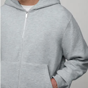 Sudadera con Capucha de Alta Calidad para Hombre, Cierre Completo, Color Sólido Minimalista, Mezcla de Algodón Cálido, Chaqueta con Capucha, Logotipo Personalizado, Ropa Exterior Informal a la Moda - Product Image 3