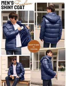 Veste matelassée imperméable élégante pour homme, coupe ajustée, séchage rapide, décoration en fourrure, tendance, grandes tailles, automne - Product Image 2