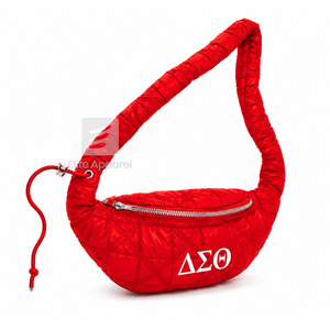 Delta Sigma Personalizado | Bolso de cintura Theta Sorority rojo y blanco, estilo casual, con logo bordado y cierre de cremallera, para chicas, ropa griega. - Product Image 2