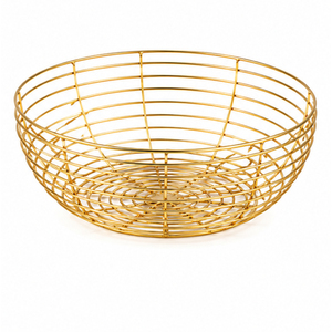 Luxury Gold Fruit Basket Oval Metal Wire <b>Storage</b> Bowl Geometric Decorative Countertop Table Organizer for Kitchen Hotel and Home - Product Image 6