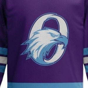 Men Purple Blue Sublimated <b>Ice</b> Hockey Printable Polyester V Neck Jersey Long Sleeve Athletic Sports Uniform Match Wear Clothing - Product Image 6