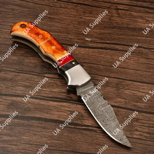 Couteau pliant artisanal en acier Damas, lame tranchante comme un rasoir, EDC tactique pour la chasse, le camping, la pêche, vente en gros OEM/ODM - Product Image 3