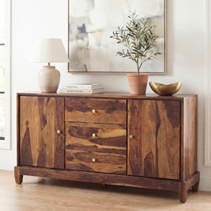 <b>Dark</b> Walnut Sheesham Wood <b>Sideboard</b> Cabinet | Handcrafted Dining Furniture Wholesale - Product Image 2