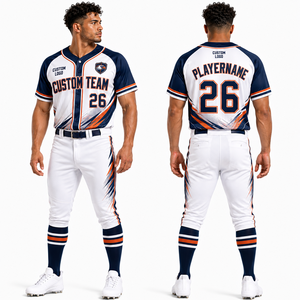 Ensemble de maillot et pantalon de baseball résistant à la décoloration, personnalisable par sublimation, broderie, logo personnalisé, nom du joueur, boutonnage frontal, manches courtes - Product Image 5