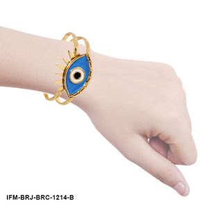 Bracelet ajustable pour femme en laiton plaqué or, fait main, motif Azure Vigil, avec émail œil bleu, talisman protecteur, résistant au ternissement - Product Image 3