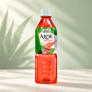 Bebida de Fresa y Aloe Vera, Jugo Tropical Refrescante con Pulpa, Bebida Lista para Beber, Proveedor Mayorista, Botella PET de 500 ml, VINUT - Product Image 1