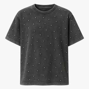 Camiseta de Manga Corta con Estampado de Puntos Negros para Hombre, Corte Holgado, Cuello Redondo, Estilo Casual, Tejido de Punto Jersey, Algodón, Marca Index Apparel - Product Image 2
