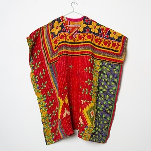 Cotton Vintage Handmade Kantha Work Kaftan Fashionable Designer High Quality <b>Fabric</b> Washable Dress - Product Image 1