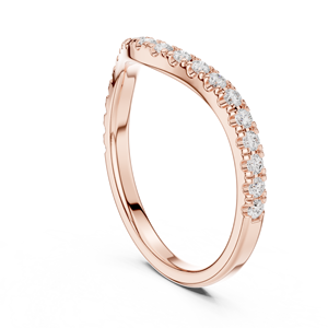 Rose Gold Lab Grown Diamond Curved Wedding Band Contoured Pavé <b>Stacking</b> <b>Ring</b> Women's Fine Jewelry Matching <b>Ring</b> - Product Image 2