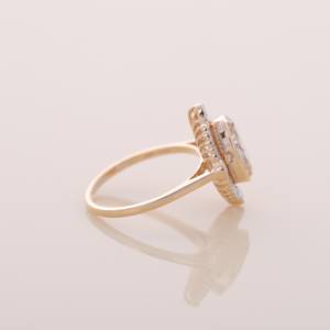 IGI Certified Oval Yellow Diamond Halo Engagement & Wedding <b>Ring</b> with Accent Diamonds in 9K Rose / White & Yellow Gold - Product Image 5