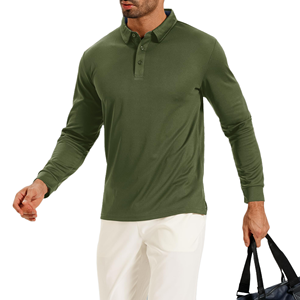 Polo à manches longues de haute qualité pour hommes, 100% coton, coupe classique, confortable, décontracté, respirant, couleur unie, polos pour hommes - Product Image 5