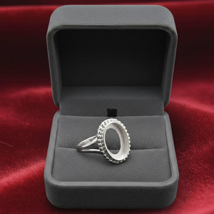 Bague en argent 925 à sertir, forme triangle 4x6 x 20x30mm, pour pierres précieuses, avec dos ouvert, fournitures de bijoux DIY, emballée en boîte - Product Image 2