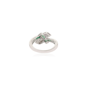 925 Sterling <b>Silver</b> Princess Cut Genuine <b>Emerald</b> & Round Diamond Crossline Love Knot Channel Set <b>Ring</b> for Women's Gift - Product Image 6