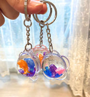 Porte-clés flottant en acrylique durable en forme de dauphin 3D, rempli de liquide, 4 cm, cadeau promotionnel
