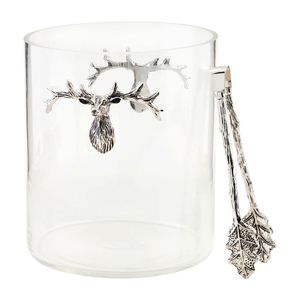Round Glass Ice Bucket With Gold Santa Face And <b>Tree</b> Tongs Traditional <b>Christmas</b> Decorations - Product Image 3