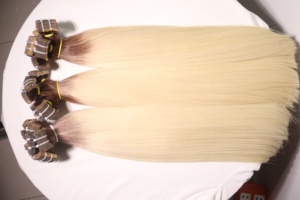 เทปต่อผมเวียดนามสำหรับผมสีบลอนด์แพลตตินั่มแบบไล่เฉดสี  ผมตรงแบบไหม เวอร์จิ้น เรมี่ แฮร์ แบบสองชั้นไร้รอยต่อ - Product Image 3