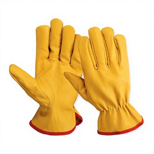 Guantes de conductor de cuero de vaca amarillo de primera calidad para camiones Grano completo Durable Anti-Corte Anti-impacto Seguridad Trabajo Antideslizante Anti-Calor - Product Image 1