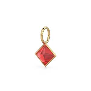 Colgante de Oro Sólido Amarillo de 14k con Gema de Rubí de 5mm, Engaste para Joyería / Piedra de Nacimiento de Julio / Gema Roja de Corte Princesa - Product Image 5
