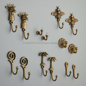 Traditional brass wall hooks complement <b>wooden</b> furniture and add warm metallic accents to rooms across living areas - Product Image 6
