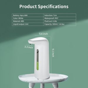 Distributeur automatique de savon pour les mains sans contact, blanc, à induction infrarouge intelligente, 16,9 oz, rechargeable par USB, pour cuisine et salle de bain - Product Image 6