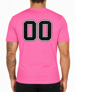 T-shirt ajusté rose vif pour homme, manches courtes, col rond, imprimé personnalisé, décontracté, en coton, coupe slim, streetwear, vente en gros, sport - Product Image 2