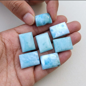 Cabochon rectangulaire en Larimar naturel 7x9 mm, poli, à dessus plat, pour cadran de montre, bouton de manchette, broche, composant - Fournisseur de Larimar de Jaipur - Product Image 2