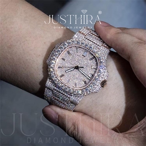 Indian Manufactured Luxury Moissanite Diamond <b>Watch</b> with Sapphire Glass for <b>Men</b> Iced Out Hip Hop Timepiece Available For Sale - Product Image 4