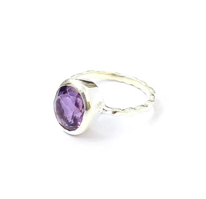 Simple Oval-Cut Amethyst <b>Ring</b> <b>Crafted</b> 925 Silver February Birthstone Customized Jewelry Daily Wear JAIPUR SILVER - Product Image 2
