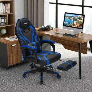 Ergonomic Swivel <b>Gaming</b> Recliner <b>Chair</b> <b>with</b> <b>Footrest</b> Adjustable Height Office <b>Chair</b> Steel Frame Foam Padding - Product Image 6