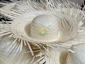 Wholesale Export Palm <b>Leaf</b> Hat Pava Sombrero for Adults Traditional Puerto Rican Pava Straw Hat White Color Frayed Straw Hat - Product Image 5