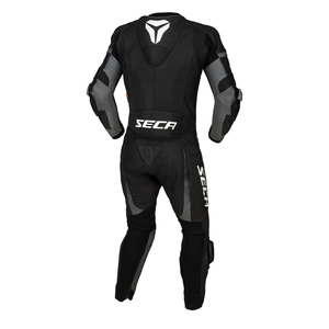 Combinaison de moto en cuir personnalisée pour homme, grande taille, longue, 2 pièces, noire et rouge, imperméable, respirante, fermeture éclair, col rond - Product Image 6