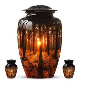 Urnas de Metal para Cenizas Humanas, Urnas para Cenizas de Adultos, Urnas Personalizadas para Mamá, Urnas Funerarias, Urnas con Diseño de Atardecer en el Bosque - Product Image 2