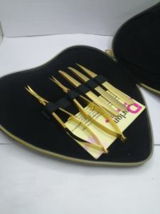 Pince à épiler à pointe inclinée et droite, ciseaux à sourcils à ressort dorés, lames droites et courbées en acier inoxydable, outil cosmétique de beauté - Product Image 5