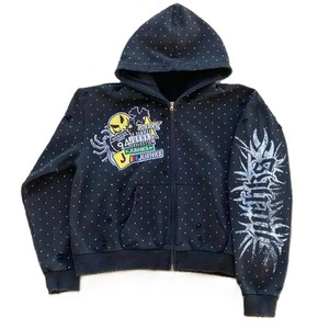 Nouvel Arrivage – Sweat à Capuche Zippé Intégral Homme, 100% Coton Délavé à l'Acide, Qualité Supérieure, Personnalisé, avec Strass, Style Streetwear Oversize - Product Image 1