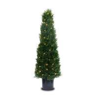Sapin de Noël Artificiel 145 cm, 500-1000 Lumières, 8 Modes, Blanc Chaud, Pré-éclairé, Support Métallique, Décoration de Pot Rétro Illuminée à Brancher