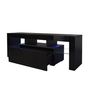 Supporto TV nero con luci LED RGB schermo piatto mobile TV per console di gioco-per salotto soggiorno camera da letto - Product Image 5