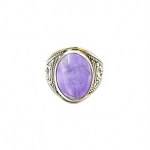 Vintage Style 5.1 Grams Amethyst <b>Crystal</b> <b>Ring</b> Gemstone Bezel Setting Inlay - Product Image 3