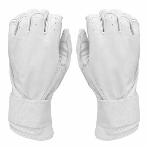 High Quality Baseball Batting Gloves <b>White</b> Leather Breathable Soft Grip Adjustable Wrist Sports Practice OEM Bulk Manufacturer - Product Image 3