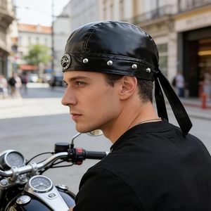 Gorra de Cuero con Diseño de Calavera - Gorra de Motociclista Negra con Tiras, Gorra de Cuero para Motocicleta, Apta para Uso Diario y Estilo Urbano - Product Image 3