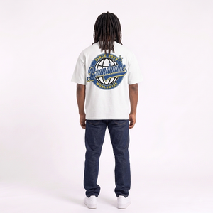Brand Name Men's <b>White</b> Short Sleeve T-Shirt O-Neck Regular Fit Casual Printed Logo Front 100% Cotton Jersey Breathable Boxy <b>Tee</b> - Product Image 5