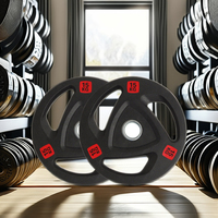 Plaque de poids Gym Tri Grip Plaques de pare-chocs en caoutchouc pour une haltérophilie efficace